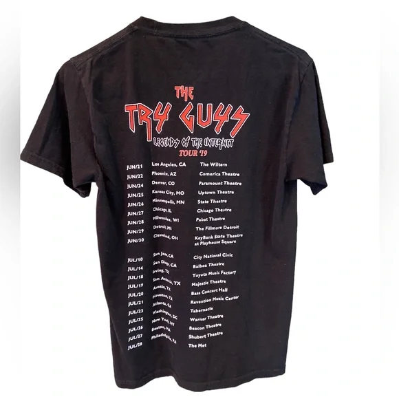 The Try Guys 2019 Men’s S Black T-Shirt Legends of the Internet Tour - Picture 2 of 5